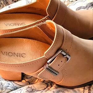 Leather heeled mules